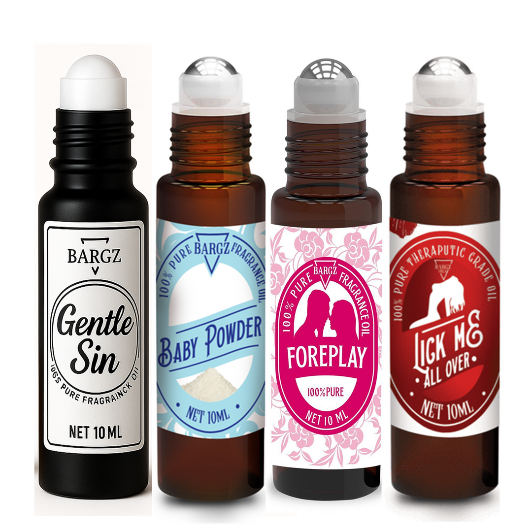 4-Pack Fragrance Oil Set – Gentle Sin, Baby Powder, Foreplay & Lick Me All Over