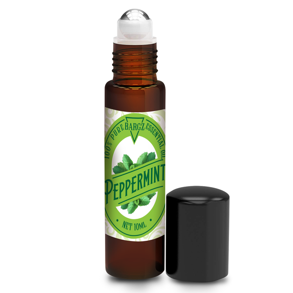 Bargz Peppermint Essential Oil 10ml Glass Amber Bottle - Pure and Natural French Oil for Diffuser, Hair Growth Skin 0.33 Fluid Ounces