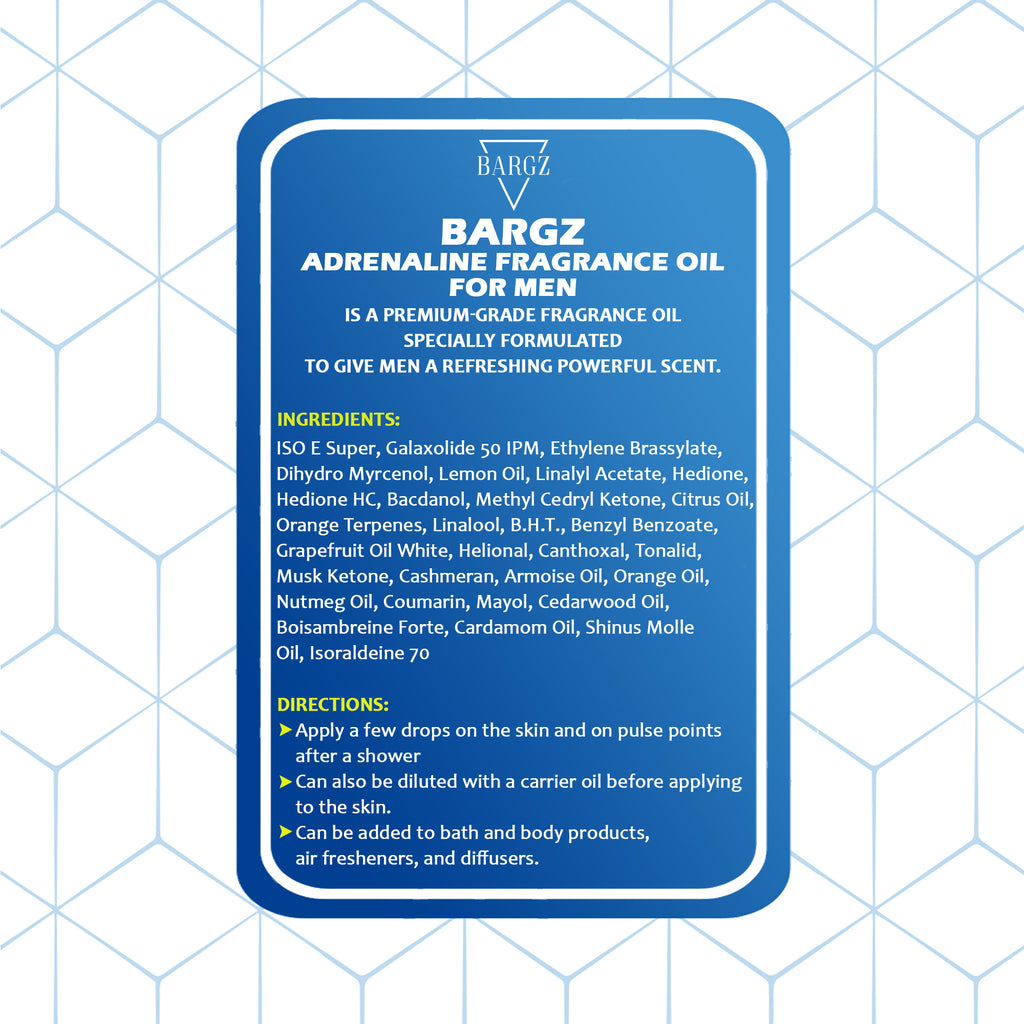 ADRENALINE Fragrance Oil For Men - Sample 3.69 ml (1 Per Customer)
